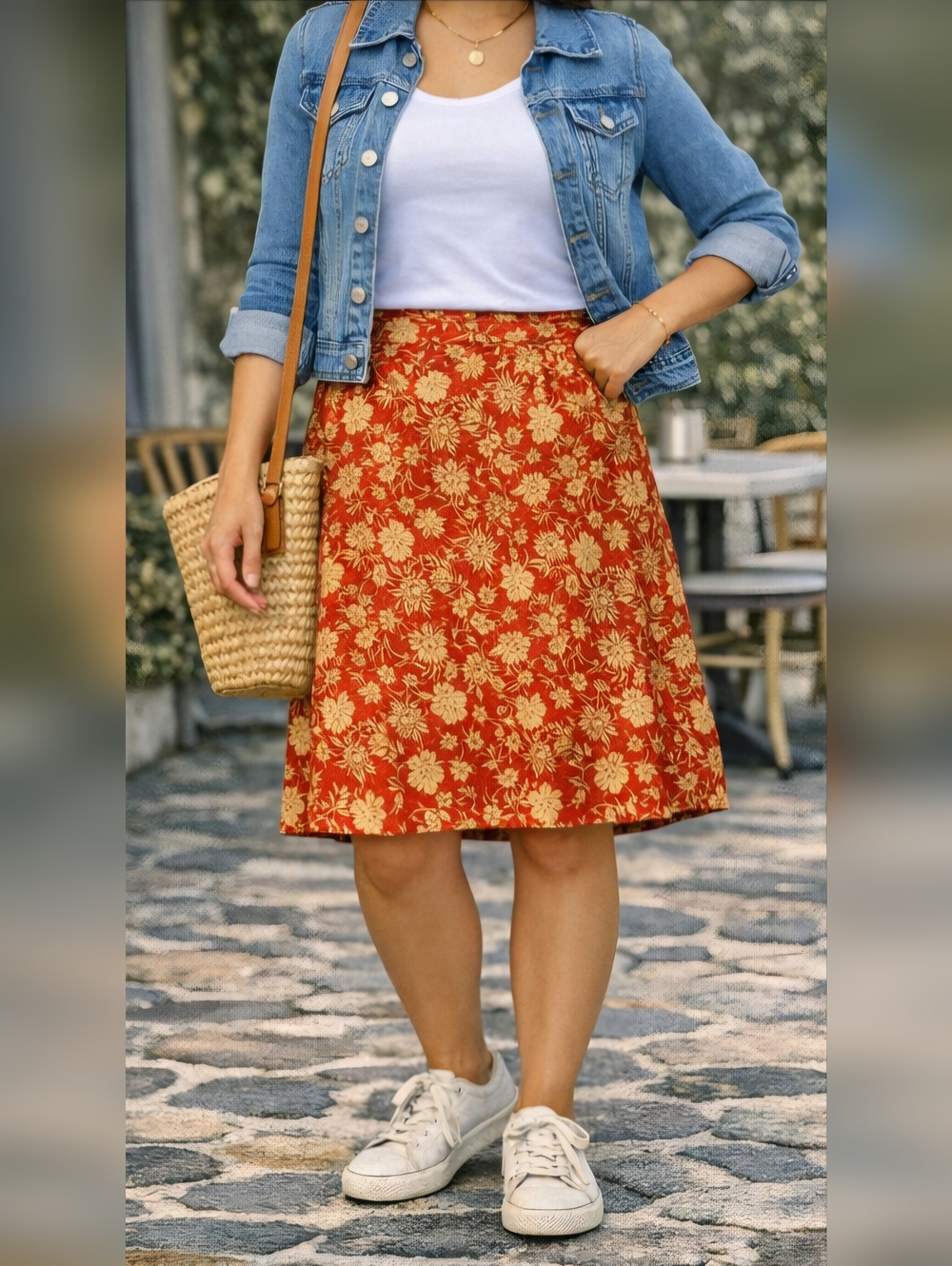Vintage Silk Flowy Skirt